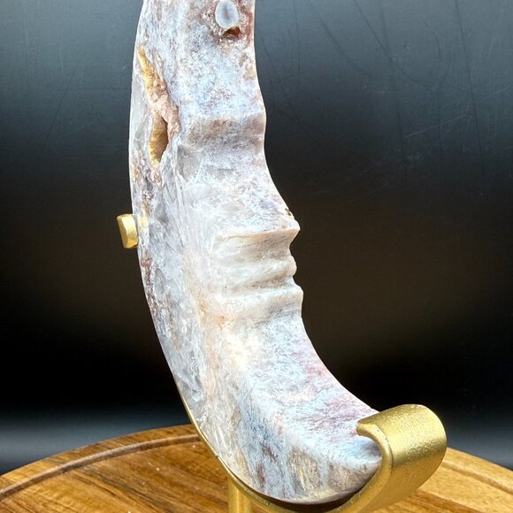 Pink Amethyst Agate Moon Face Profile Carving Druzy Crystal Natural 272g - Picture 5 of 9